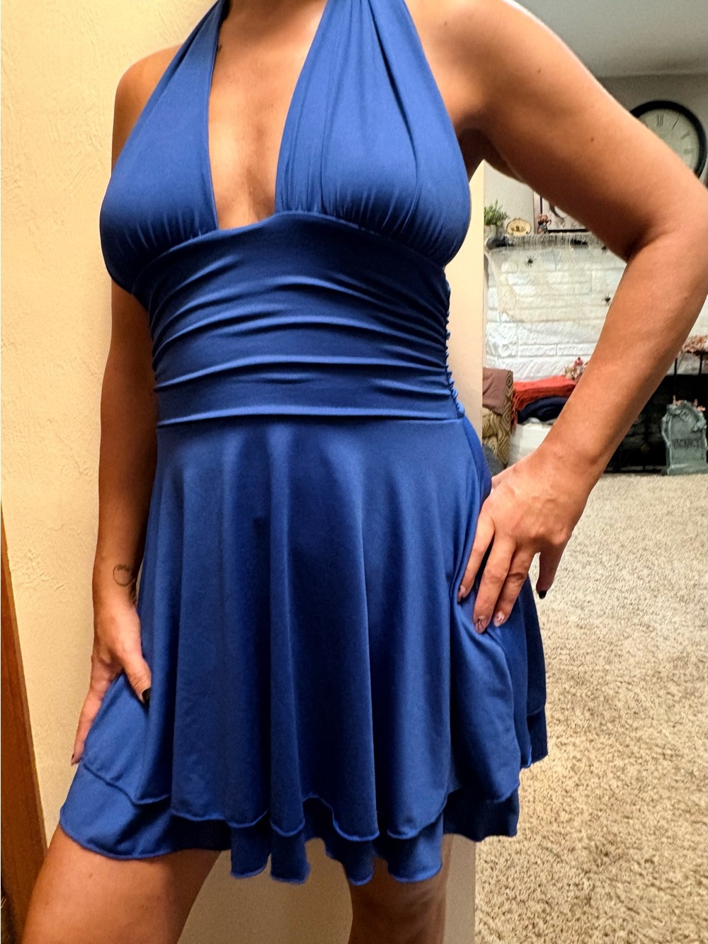 Women’s Halter Skater Dress - Blue